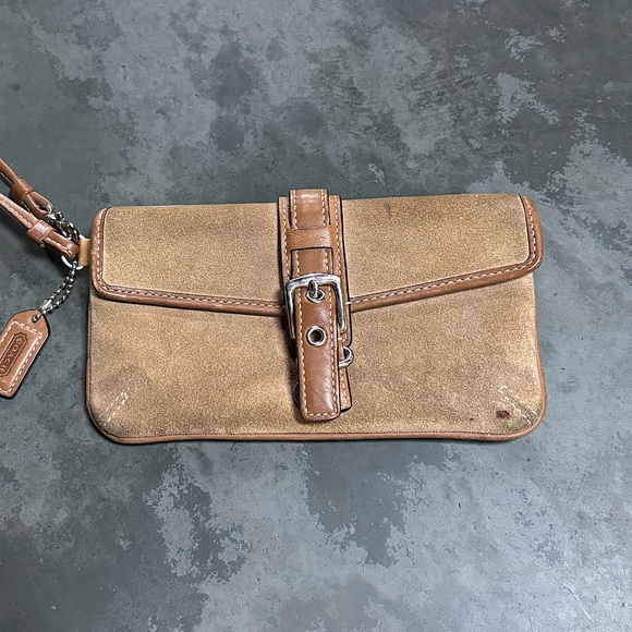 Vintage Coach Suede Wristlet - Picture 1 of 6